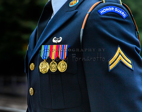 Close up photo of the Honor Guard's uniform at the Tomb of the Unknown, Arlington National Cemetery.