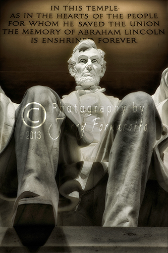 This Statue of Abraham Lincoln is located inside the Lincoln Memorial. Daniel Chester Finch sculpted the statue. The statue was carved out of Georgia white marble. It stands nineteen feet tall and weights one hundred and fifty nine pounds. 