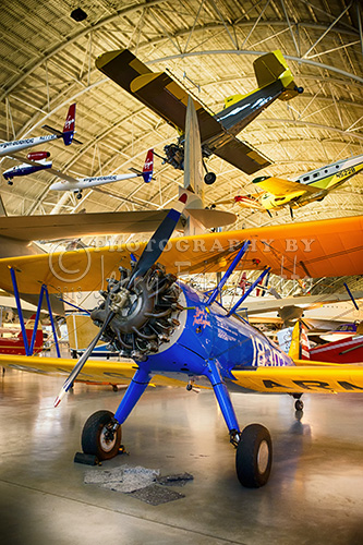 A photo of a trainer plane used by the Tuskegee Airman. Tuskegee airman used this plane during training at Moton Field, Alabama. This PT-13D Stearman is now on display at the National Air and Space Museum outside of Washington D.C..
