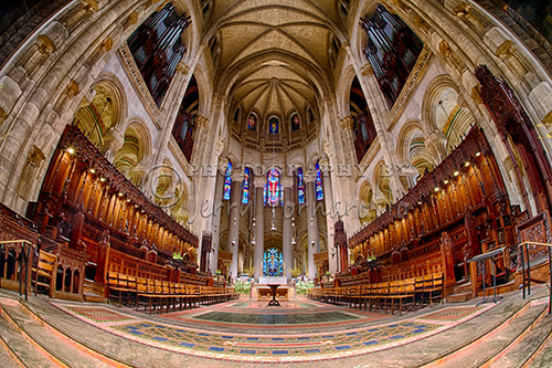 The Cathedral of Saint John the Divine is located on Amsterdam Avenue and 112th Street, Morningside Heights, NYC, New York. The cathedral is the seat of the Episcopal Diocese of New York City and claims to be the largest cathedral and Anglican Church and third largest Christian church in the world. The church was built stone on stone in the Gothic Revival style. The church is 601 feet long, the nave ceiling is 124 feet high.