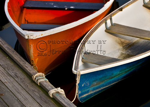 Blue and Red Dinghies