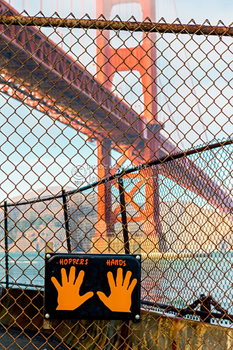 “Hoppers Hands” is located at Fort Point, under the Golden Gate Bridge, San Francisco. This sign offers inspiration to runners as a turn-around point. Thousands of joggers have been touching the plaque since Ken Hopper posted it in 2000 .