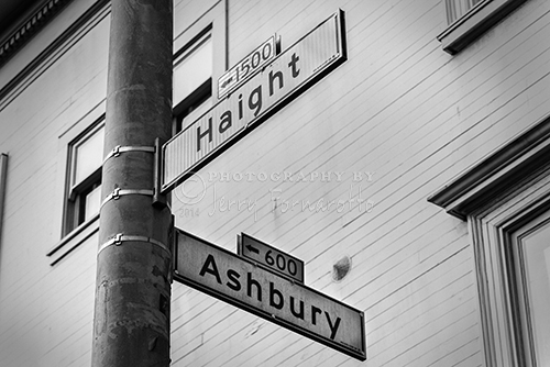 The corners of Haight and Ashbury in San Francisco, California.