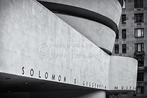 The Solomon R. Guggenheim Museum is located on Fifth Avenue in the Upper East Side of Manhattan, New York City, New York. The museum was designed by Frank Lloyd Wright and opened in 1959. This cylindrical shaped building is listed in the U.S. National Register of Historic Places.