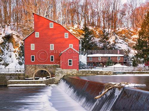 The Red Mill in Clinton, New Jersey was built in 1812 to process wool. Today the mill is known as “The Red Mill Museum Village”.