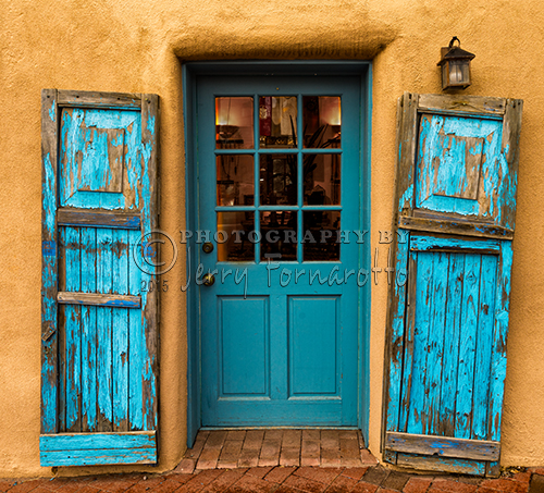 A colorful turquoise door in Santa Fe, New Mexico. Sony A7R, FE 24-70mm F4 ZA OSS