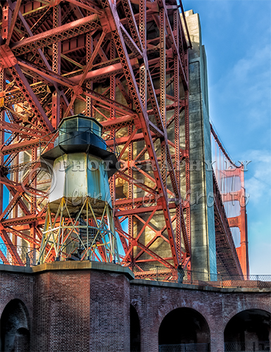 When the construction of the Golden Gate Bridge began in 1933, a fog signal and small lighthouse was put into service. When the bridge was completed the lighthouse was no longer necessary. The iron lighthouse still remains atop Fort Point dwarf by the bridge’s south tower.