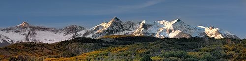 Panorama of the Sneffels Mountain Range in Colorodo.