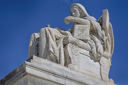 The statue "Comtemplation of Justice" represents the duties of the Supreme Court.