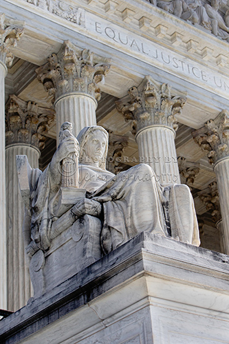 At the entrance to the Supreme Court are two statues sculpted by James Earle Fraser. This is the statue "Contemplation of Justice".