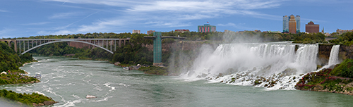 American Falls is the only Niagara Falls entirely in the United States. Rainbow Bridge connects New York to Canada.