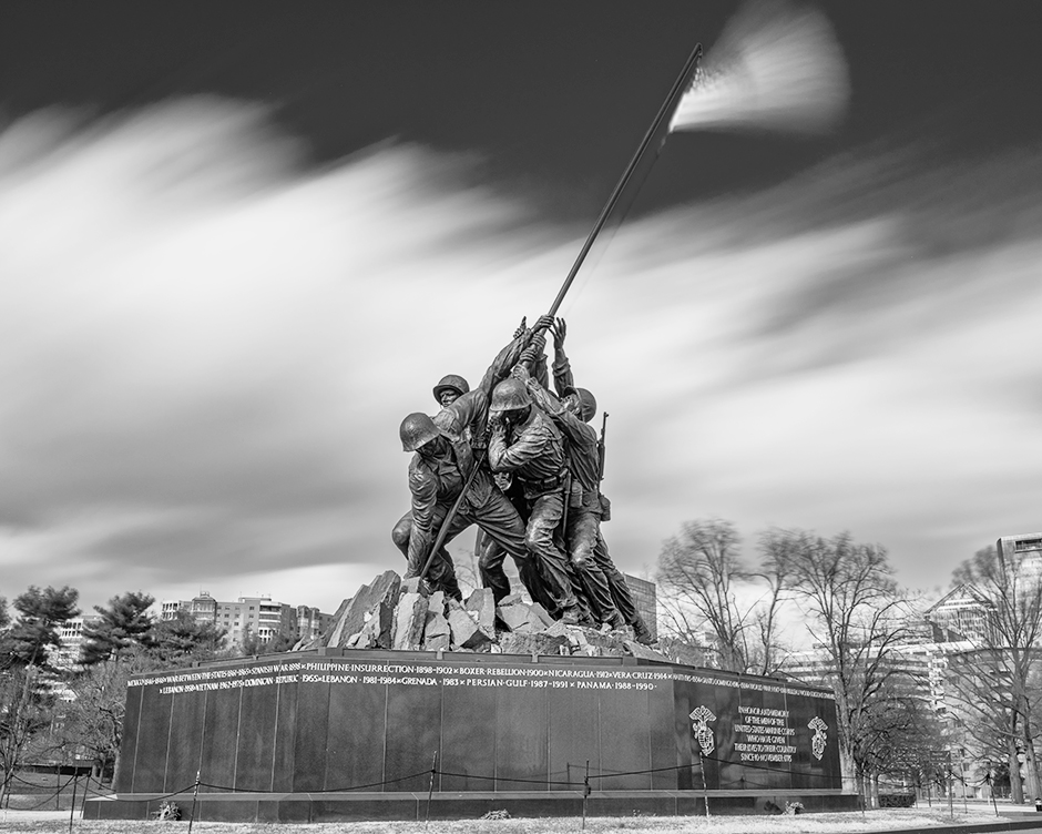 Iwo Jima Marine Corps War Memorial 1 B+W