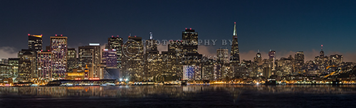 The view of the San Francisco skyline from Treasure Island.
