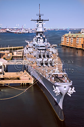 The USS Wisconsin (BB-64) was launched in 1944. Nicknamed “Wisky” is an Iowa-class battleship. Wisconsin's main battery consisted of nine 16 inch/50cal Mark 7 guns, which could hurl 2,700 lb. armor-piercing shells 20 mi. During World War II she served in the Pacific Theater. “64” was an important part of the Korean War. It was then decommissioned. Subsequently she was updated in 1986. In 1991 Wisky participated in Operation Desert Storm. Wisconsin was again decommissioned in September, 1991. During her service she earned 6 battlestars as well as a Navy Unit Commendation. Now she rests in Norfolk, Virginia and is part of the National Maritime Center.