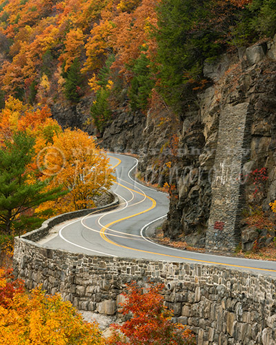 A twisting road along the Delaware River, New York. This road is known as the Upper Delaware Scenic Byway.
