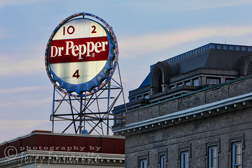 Classic Dr. Pepper sign downtown Roanoke, Virginia.