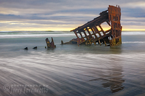 The Peter Iredale was a four masted steel ship that ran aground October 25, 1906, in Warrenton, Oregon.