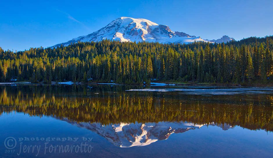 Mount Rainier reflecting on Reflection Lake