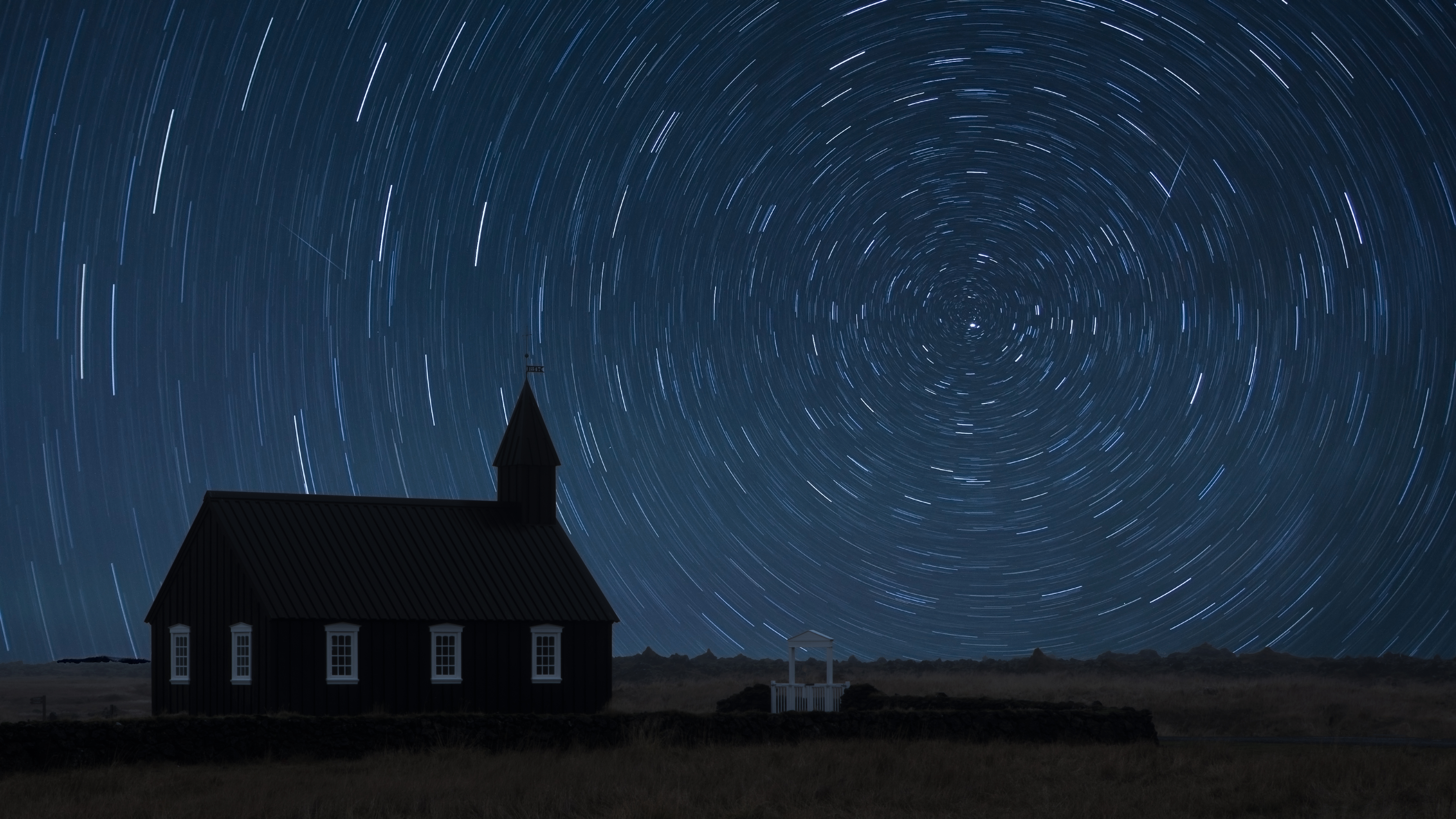 Starry Night at the Black Church Iceland