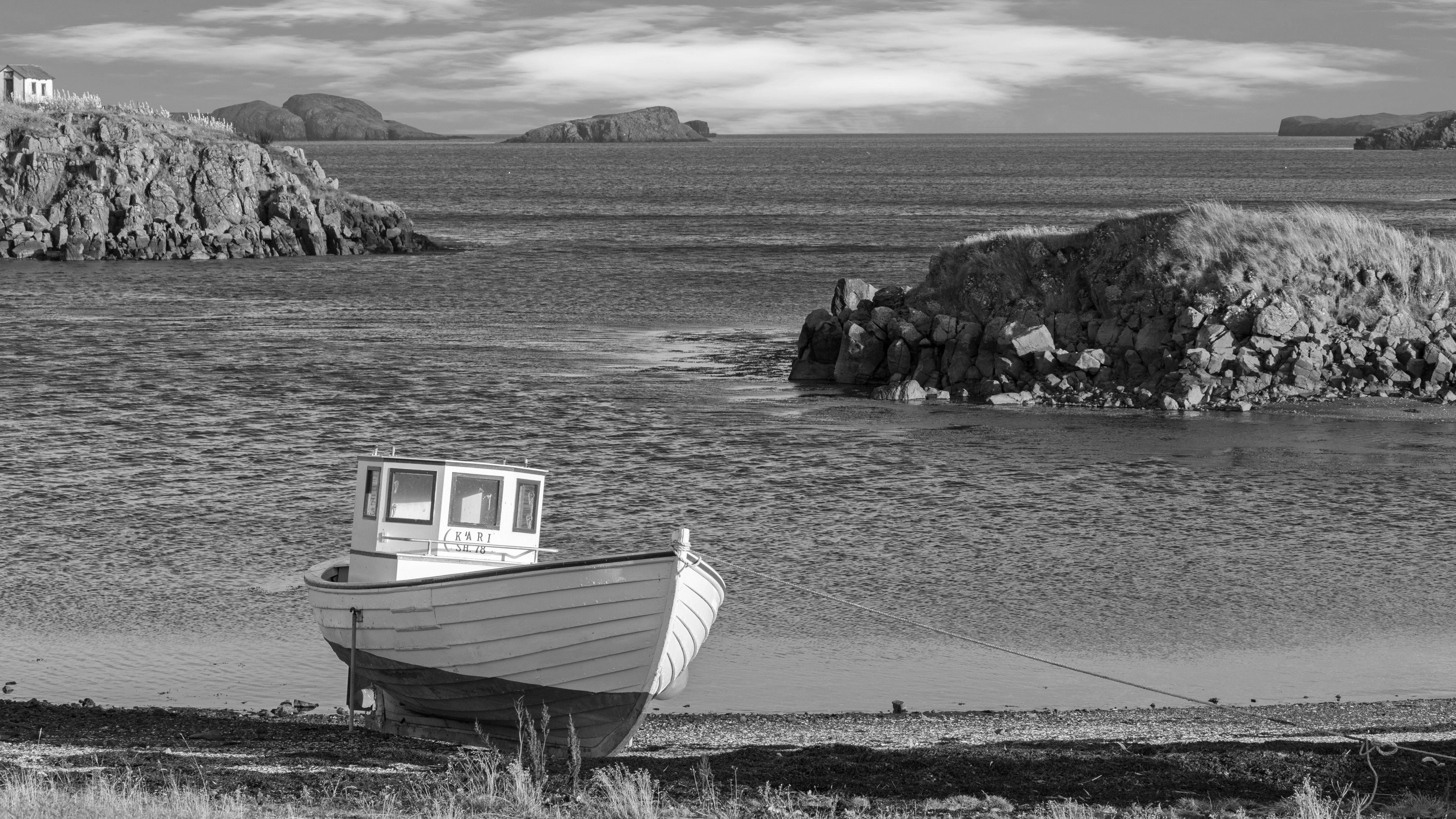 Iceland fishing boat beached.
