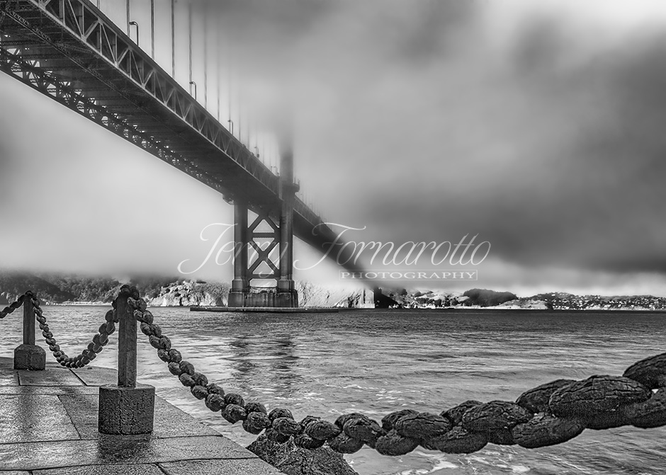 Foggy Day at the Golden Gate Bridge B+W